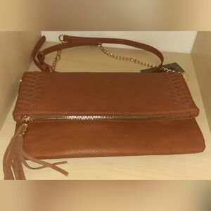 Crown Vintage Clutch Crossbody Bag Brown